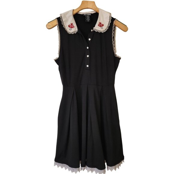 Hot Topic Dresses & Skirts - Hot Topic Mushroom Dress Embroidered Lace Hearts Summer Cottagecore Cute Fairy